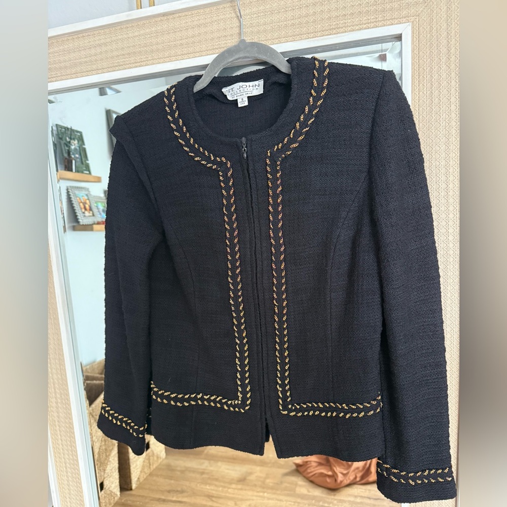 St. John Collection Black Blazer with Gold Trim